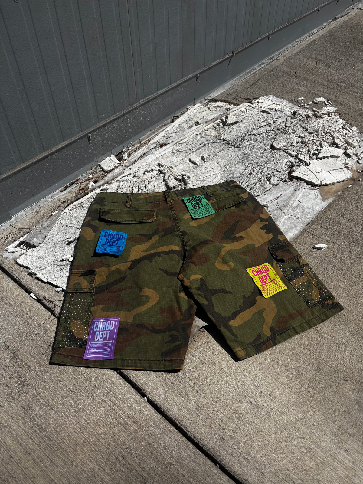 "Chrgd Dept" Cargo Shorts