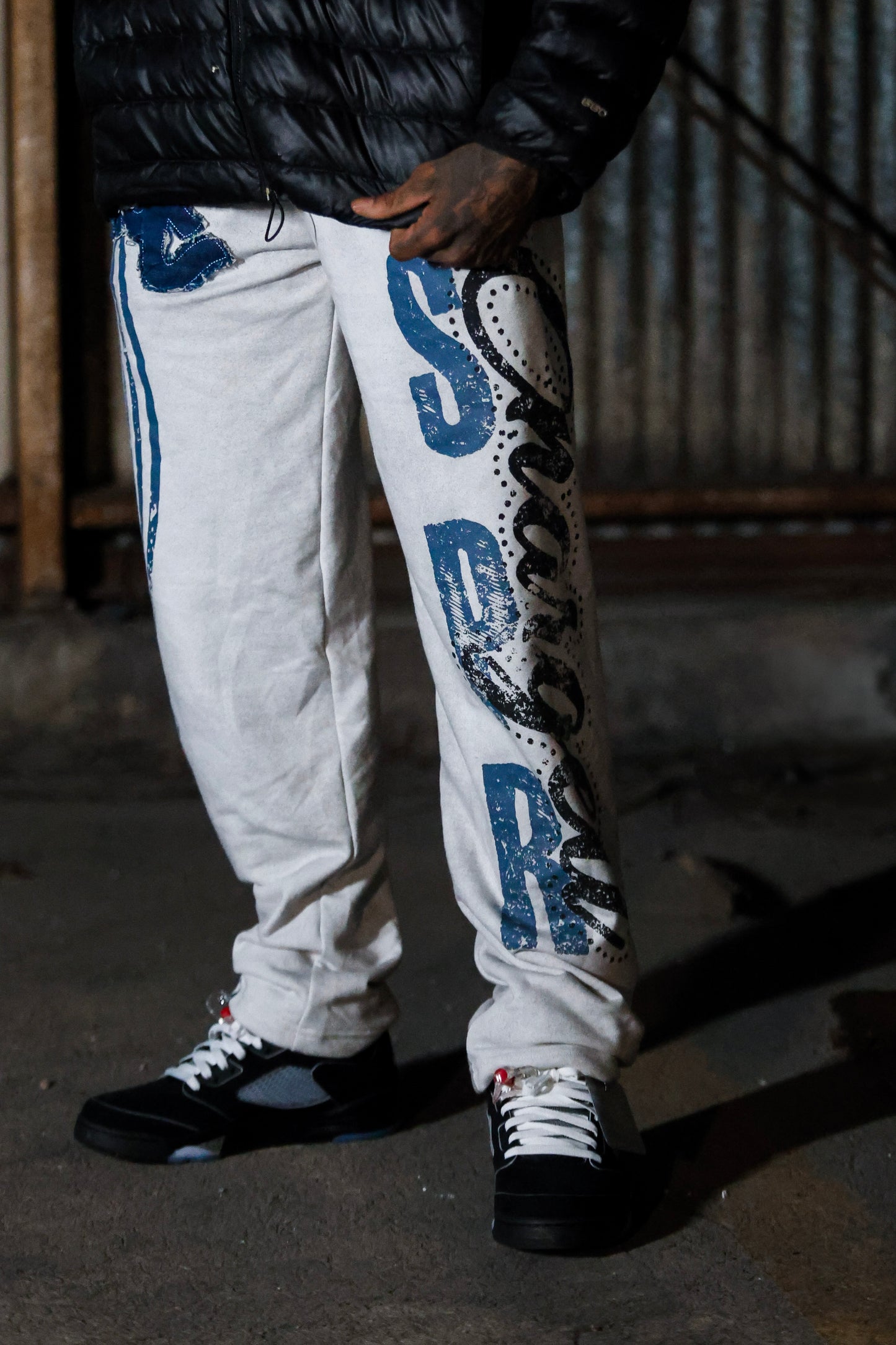 White Supercharged "Statement" Sweats